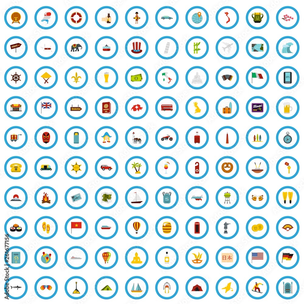 100 summer holidays icons set in flat style for any design vector illustration 100 summer holidays icons set in flat style for any design vector illustration