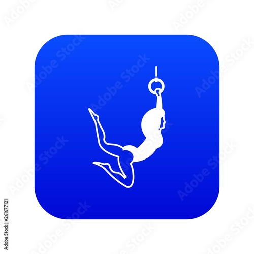 Female aerialist icon digital blue for any design isolated on white vector illustration