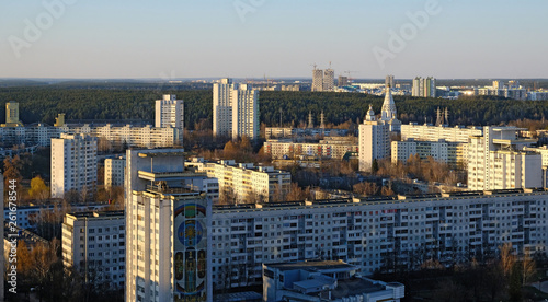 Minsk apartments at sunset, Minsk, Belarus photo