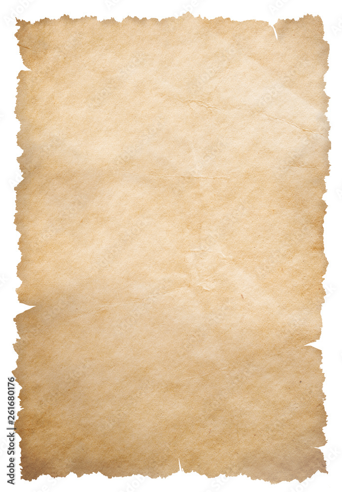 Old torn edges paper isolated on white