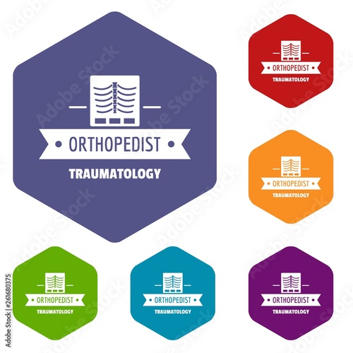 Orthopedic prosthesis icons vector colorful hexahedron set collection isolated on white 
