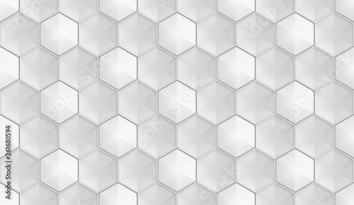 Fototapeta Naklejka Na Ścianę i Meble -  3d rendering. Seamless modern gray hexagonal shape pattern tile design wall texture background.
