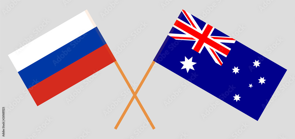 Australia and Russia. The Australian and Russian flags. Official colors. Correct proportion. Vector