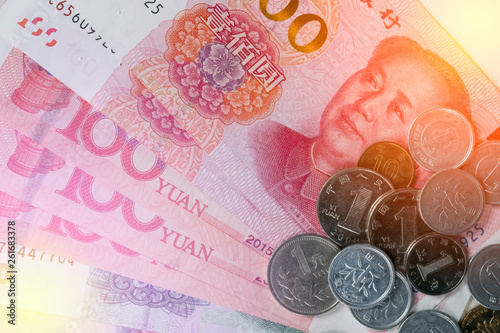 Closeup China Yuan banknote. Economy and exchange currency concept.-Image.