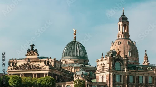 Time Lapse of inner city Dresden with Frauenkirche in Germany