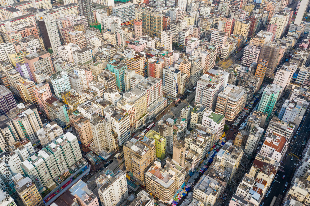 Top view of Hong Kong downtown