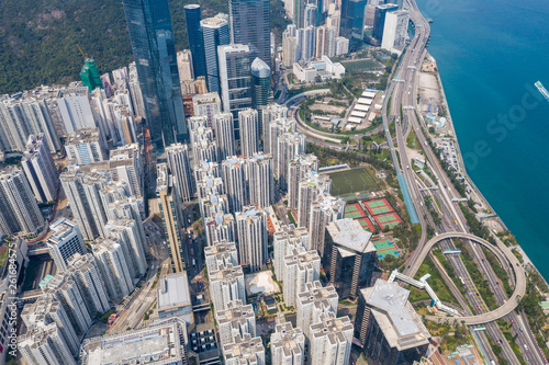 Top view of Hong Kong city