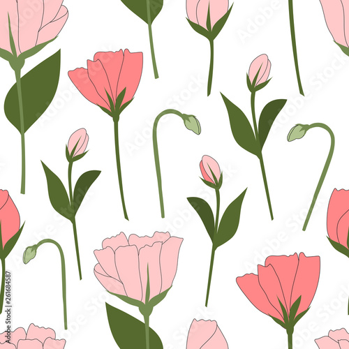Floral seamless pattern for print  fabric  wallpaper. Modern hand drawn flowers background.