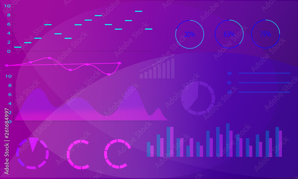 Obraz premium Abstract background, analytical graphs and charts, trendy web design.