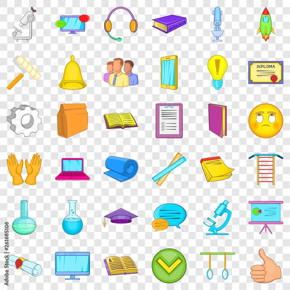 Online learning icons set. Cartoon style of 36 online learning vector icons for web for any design Online learning icons set. Cartoon style of 36 online learning vector icons for web for any design