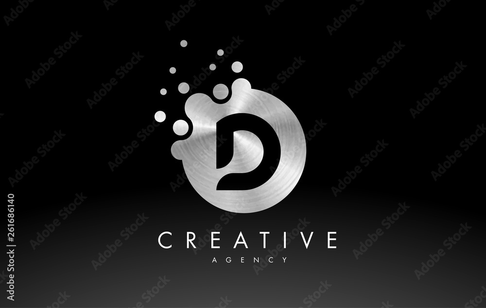 Silver Metal Letter D Logo. D Letter Design Vector