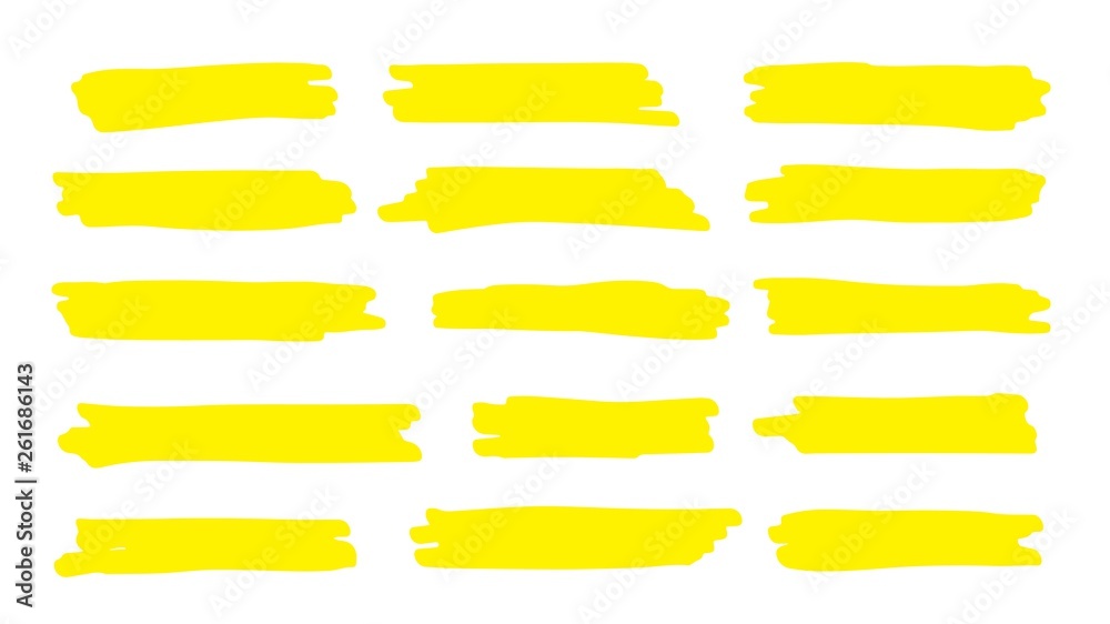 Highlight line. Marker color stroke, brush pen hand drawn underline.  Abstract pencil texture paint drawn collection. Vector permanent marker yellow  line set Stock Vector | Adobe Stock