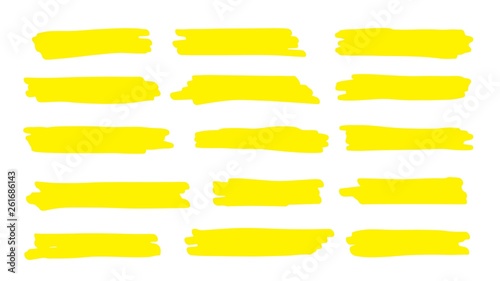 Highlight line. Marker color stroke, brush pen hand drawn underline. Abstract pencil texture paint drawn collection. Vector permanent marker yellow line set photo