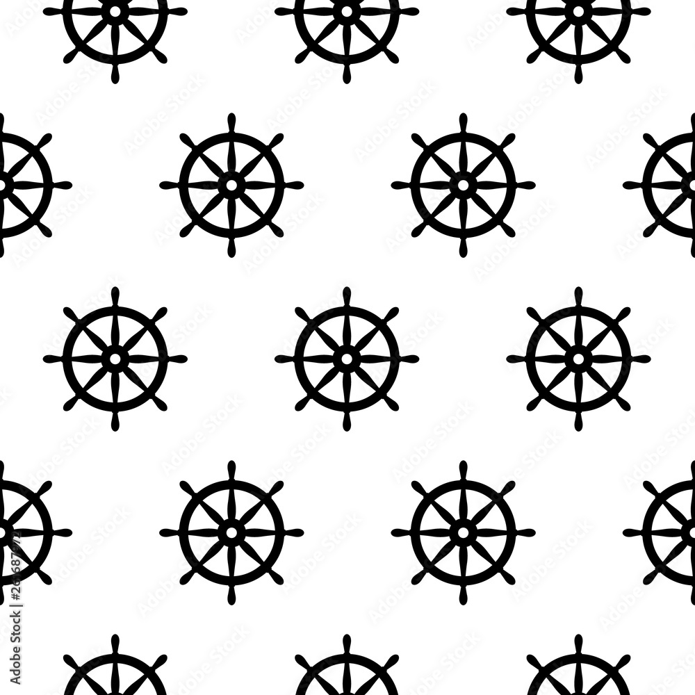 Seamless nautical pattern with ship wheels. Design element for wallpapers, baby shower invitation, birthday card, scrapbooking, fabric print
