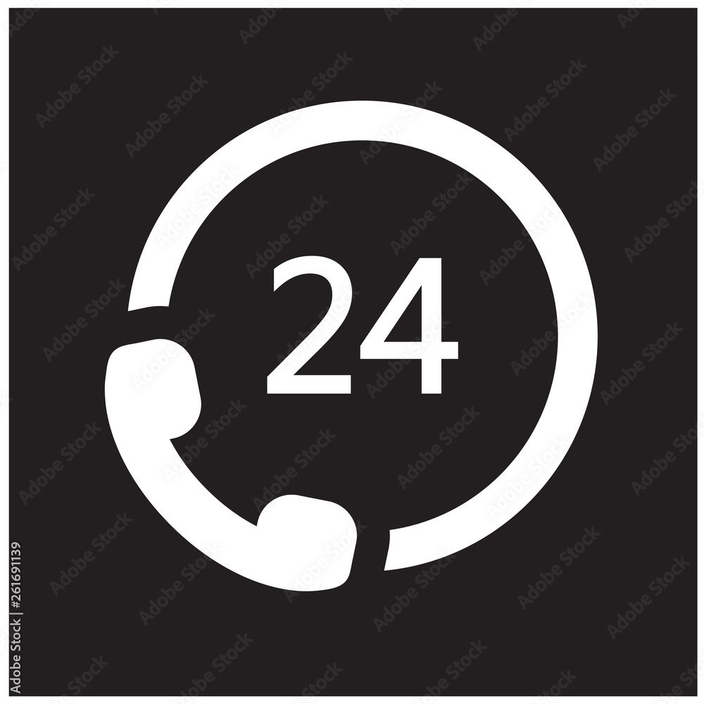 7/24 hours call icon..24/7 customer service icon.Twenty-four hour service icon.mobile flat symbo 7/24 hours call icon..24/7 customer service icon.Twenty-four hour service icon.mobile flat symbo