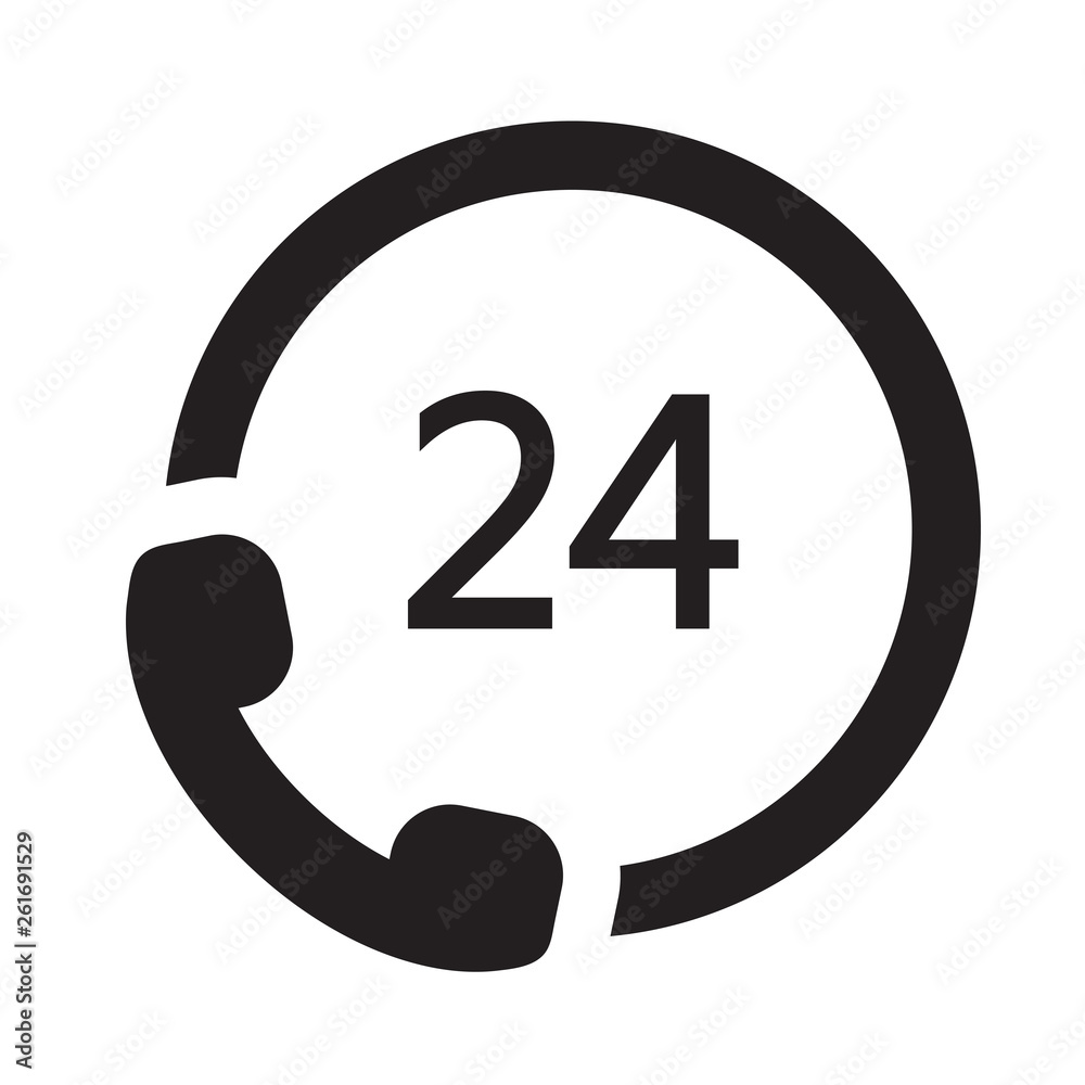 7/24 hours call icon..24/7 customer service icon.Twenty-four hour service icon.mobile flat symbo 7/24 hours call icon..24/7 customer service icon.Twenty-four hour service icon.mobile flat symbo