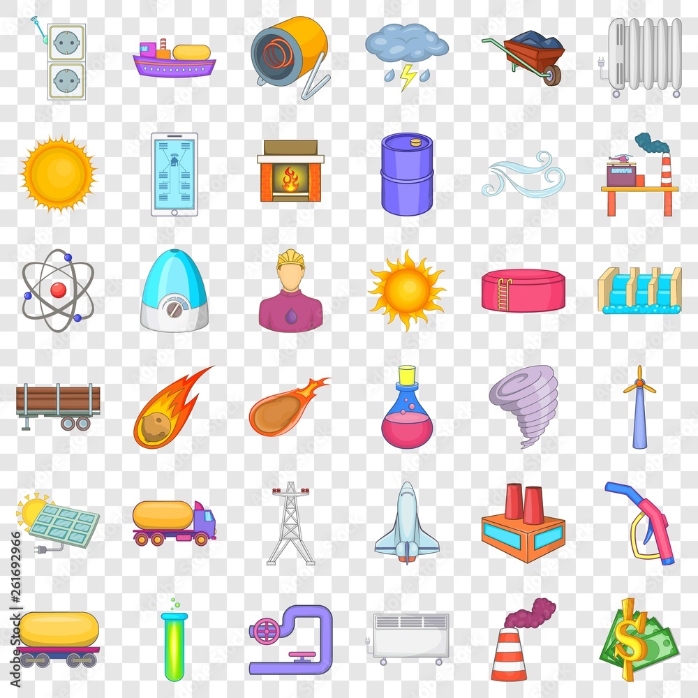 Solar energy icons set. Cartoon style of 36 solar energy vector icons for web for any design Solar energy icons set. Cartoon style of 36 solar energy vector icons for web for any design
