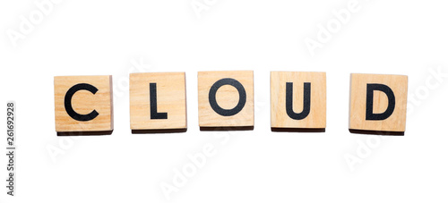 CLOUD text on wooden cubes on white background - Image