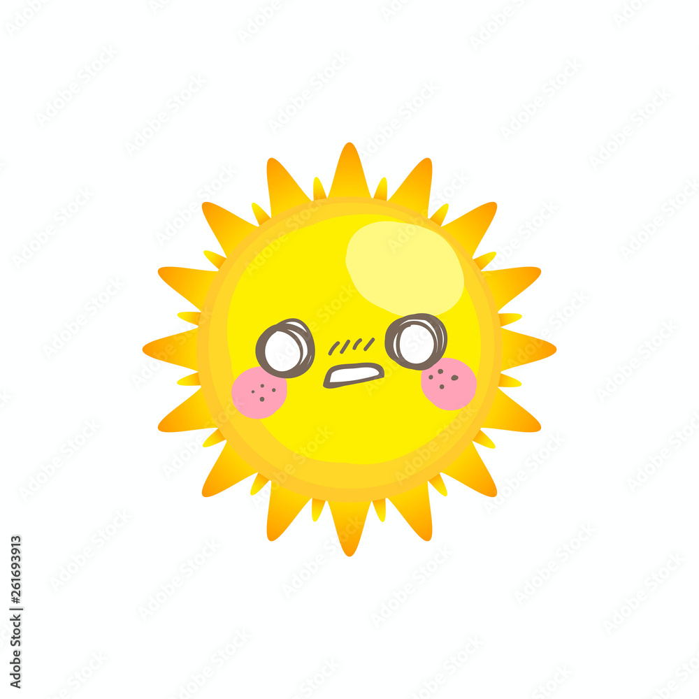 Cute cry sun vector