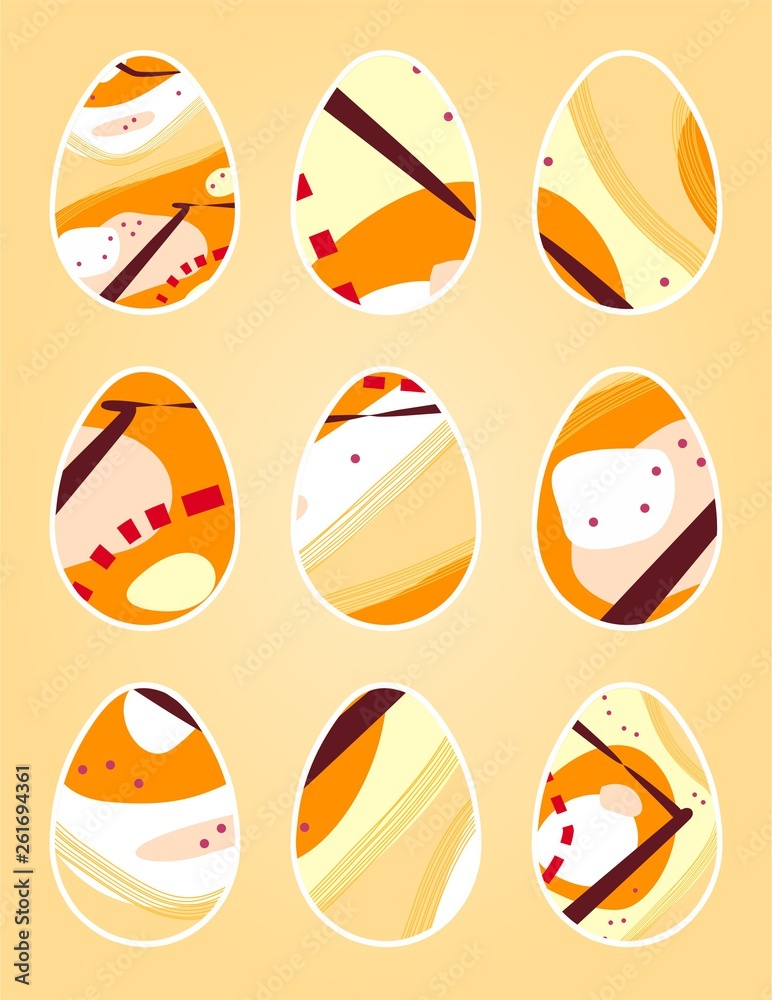 Set of Easter Eggs Illustration - Abstract Pattern