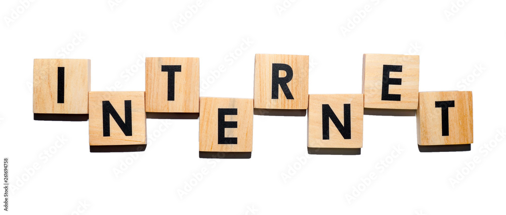 INTERNET text on wooden cubes on white background - Image INTERNET text on wooden cubes on white background - Image
