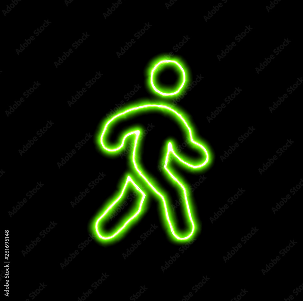 green neon symbol walking green neon symbol walking
