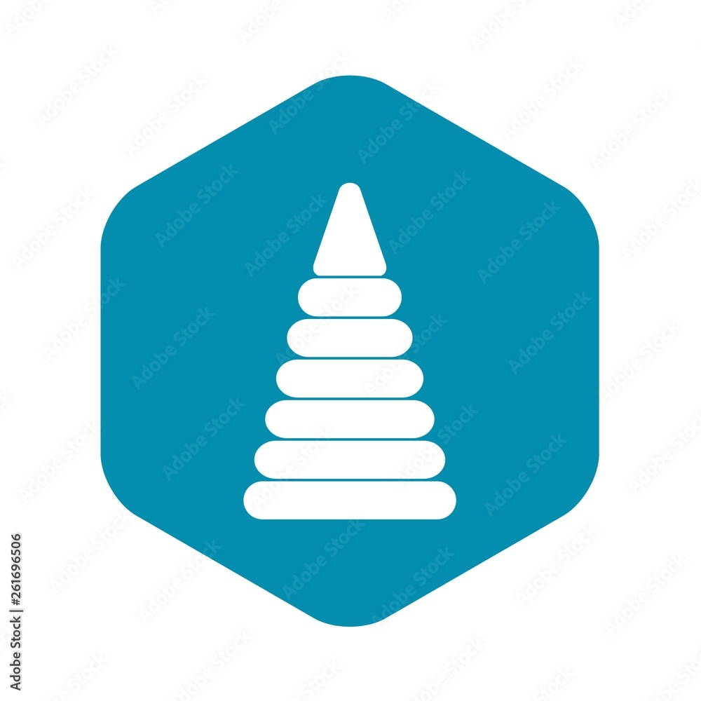 Pyramid built from plastic rings icon. Simple illustration of pyramid built from plastic rings vector icon for web Pyramid built from plastic rings icon. Simple illustration of pyramid built from plastic rings vector icon for web