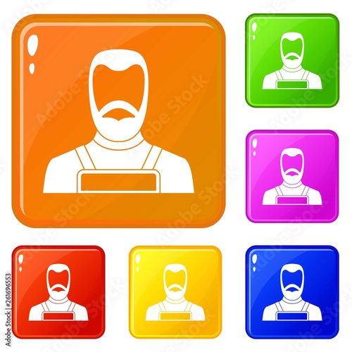 Blacksmith icons set collection vector 6 color isolated on white background