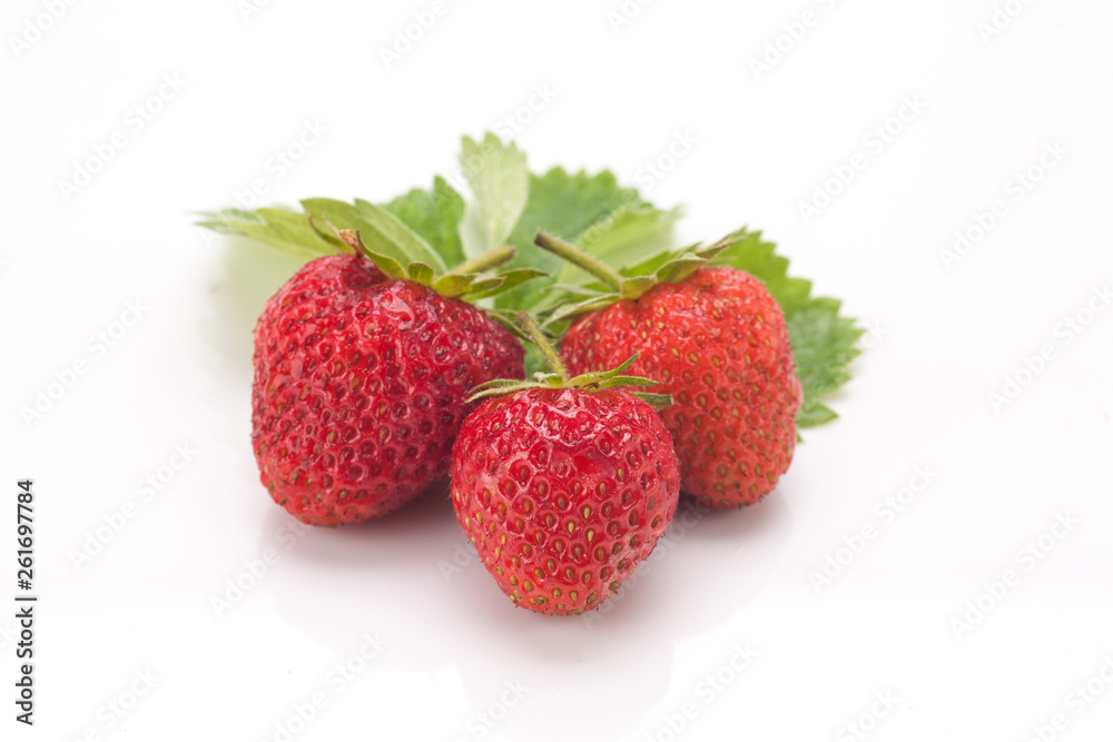 Strawberries with leaves. Strawberries with leaves.