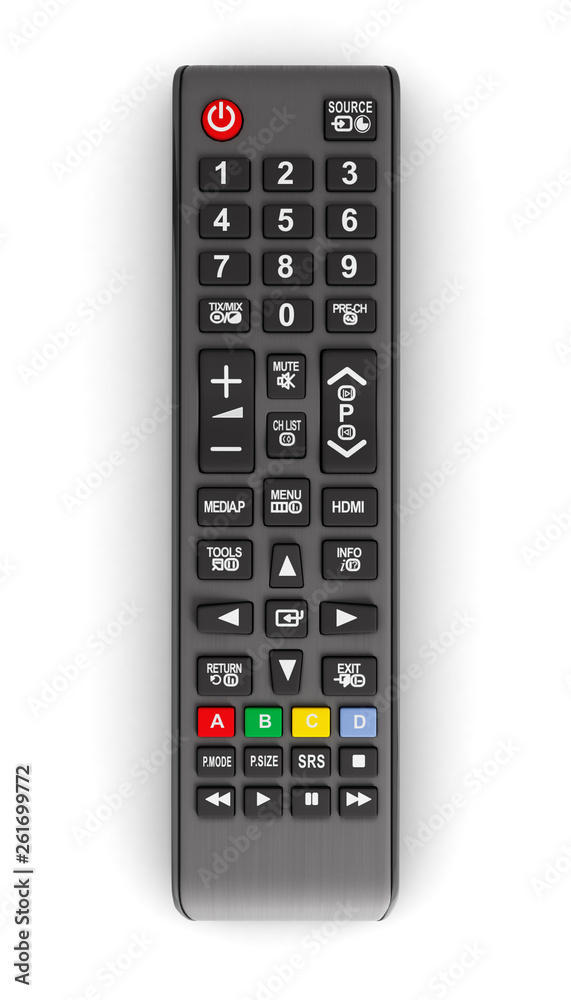 TV Remote control isolated on white background 3d render TV Remote control isolated on white background 3d render