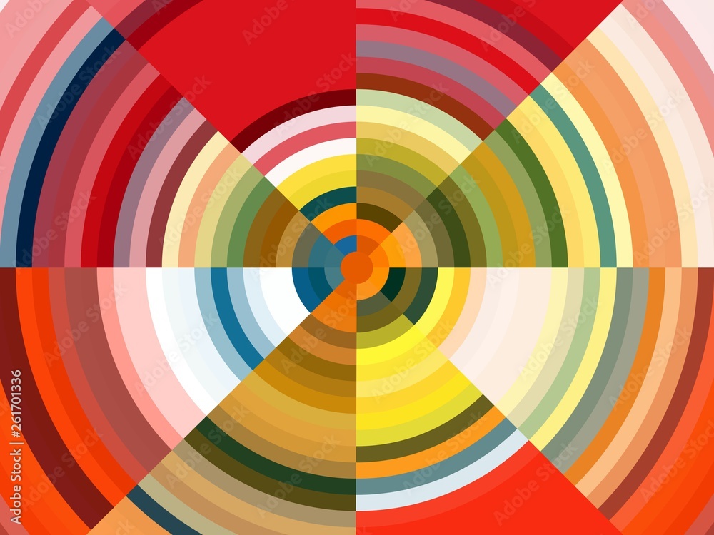 Circular red yellow blue shapes, spectrum abstract shapes background Circular red yellow blue shapes, spectrum abstract shapes background