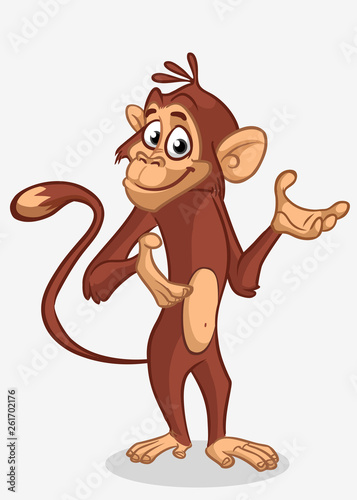 Pretty monkey cartoon. Vector illustration of chimpanzee monkey outlined