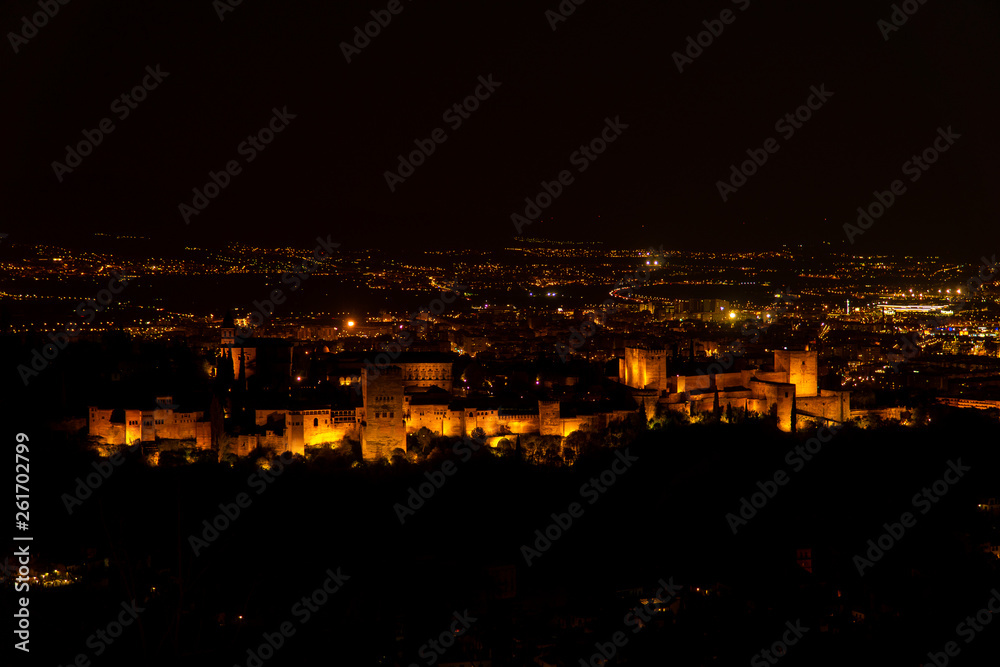 4k Night View of the famous Alhambra palace in Granada, Spain 4k Night View of the famous Alhambra palace in Granada, Spain