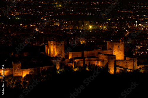 4k View of the famous Alhambra palace in Granada, Spain