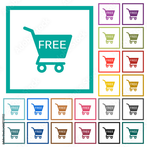 Free shopping cart flat color icons with quadrant frames