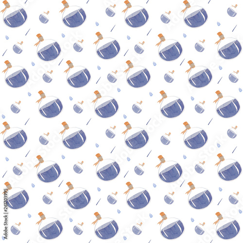 watercolor seamless pattern with a magic elements