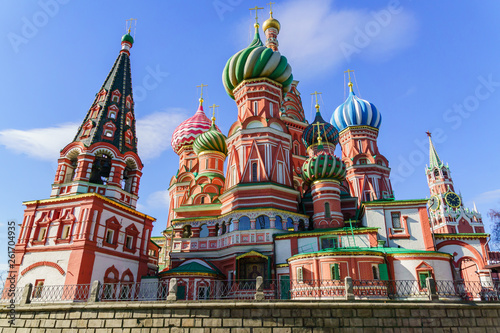 St Basil s cathedral and Spasskaya tower on Red Square in Moscow.