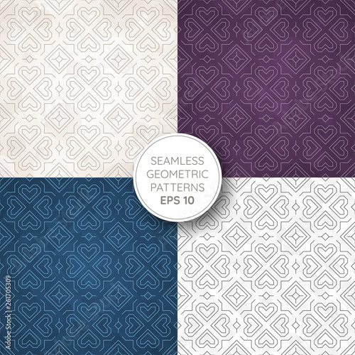 Seamless geometric patterns collection, elegant and repeatable tiles