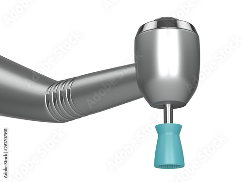 3d render dental handpiece and polishing prophy cup photo