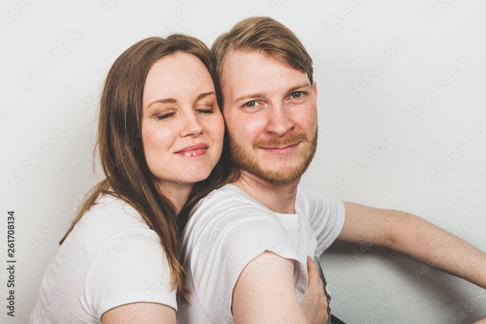 attractive woman hugging bearded man attractive woman hugging bearded man