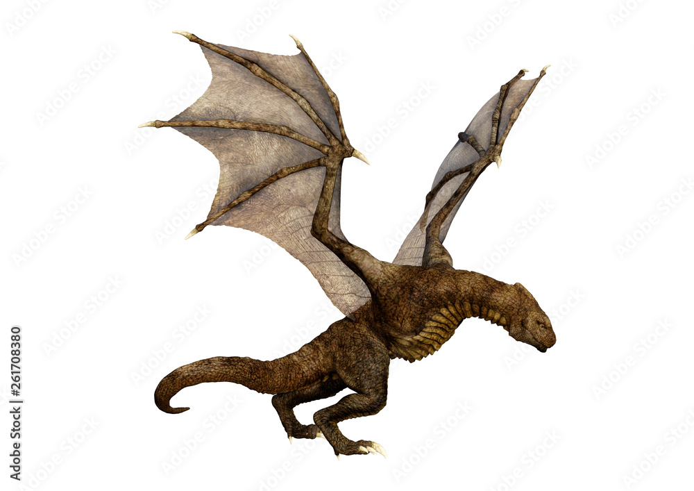 Naklejka premium 3D Rendering Fairy Tale Dragon on White