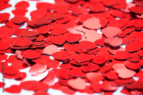 red heart confetti. Valentins day concept