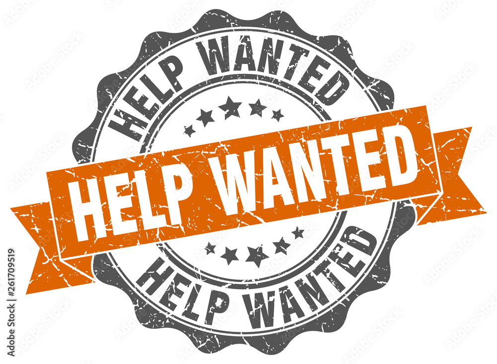 Fototapeta premium help wanted stamp. sign. seal