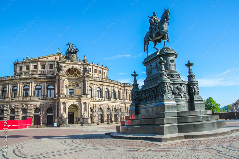 Semperoper Opera and monument to King John of Saxony, Dresden, Germany