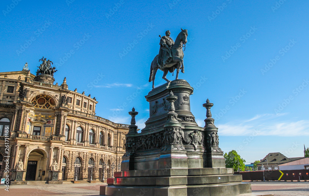 Semperoper Opera and monument to King John of Saxony, Dresden, Germany