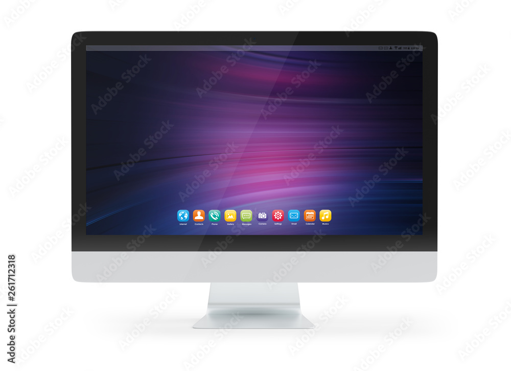 Modern computer monitor mockup isolated 3d rendering Modern computer monitor mockup isolated 3d rendering