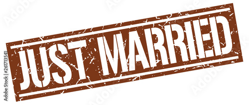 just married square grunge stamp
