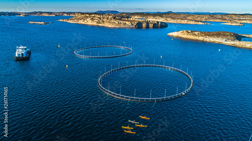 Salmon fish farm. Hordaland, Norway.
