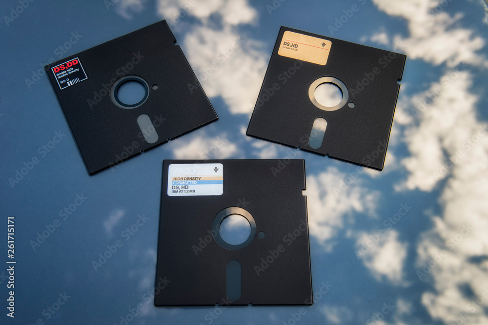 three diskettes 5.25 isolated three diskettes 5.25 isolated