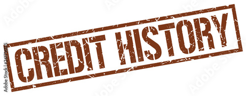 credit history brown grunge square vintage rubber stamp